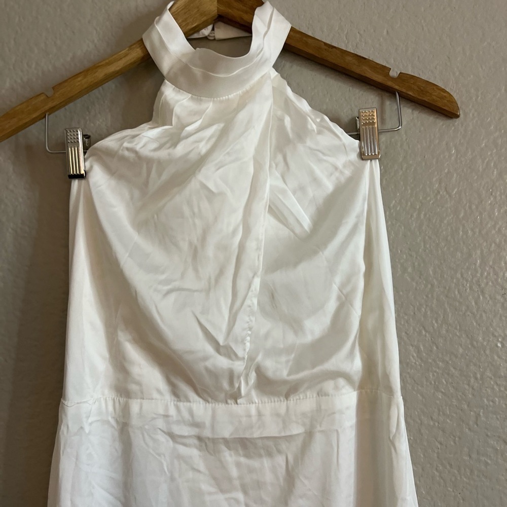 Eternity Together White Satin Halter Mermaid Maxi Dress - Picture 3 of 8